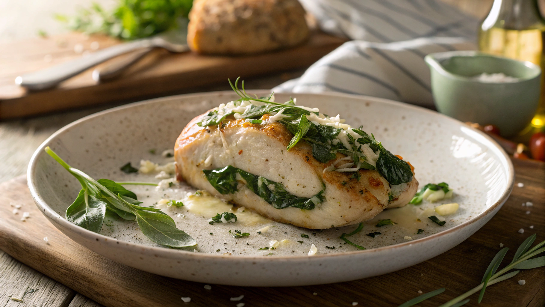 Keto Spinach and Artichoke Dip Stuffed Chicken