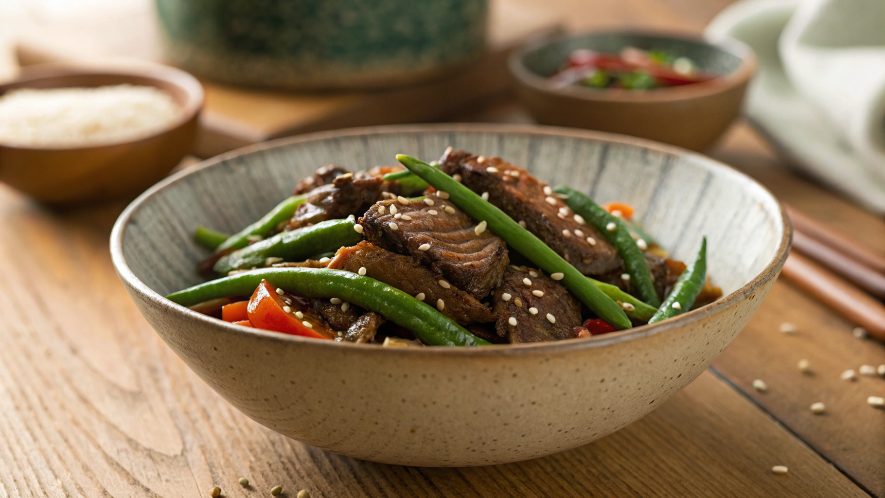 Low Carb Steak and Green Bean Stir Fry