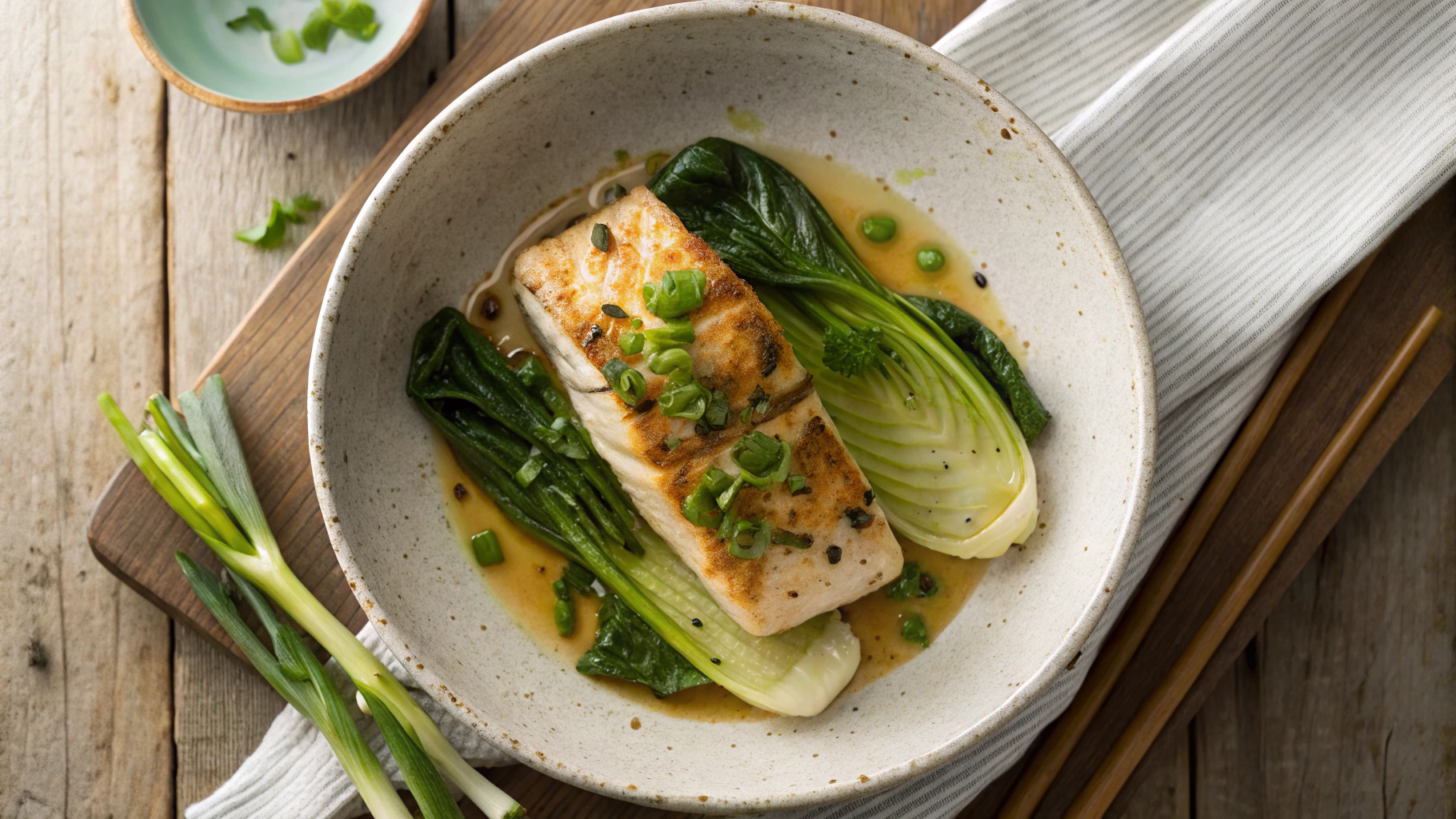 Low Carb Steamed Ginger Mahi Mahi with Roasted Bok Choy