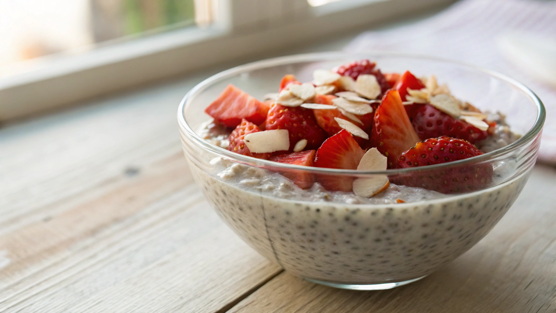 Low Carb Strawberry and Almond Chia Pudding