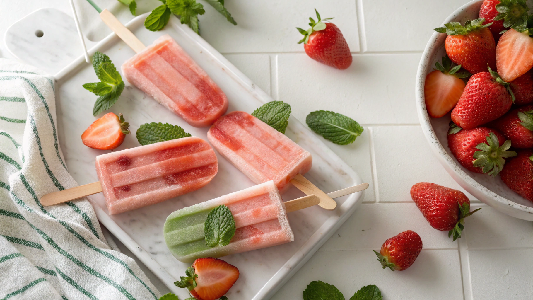 Keto Strawberry And Mint Popsicles
