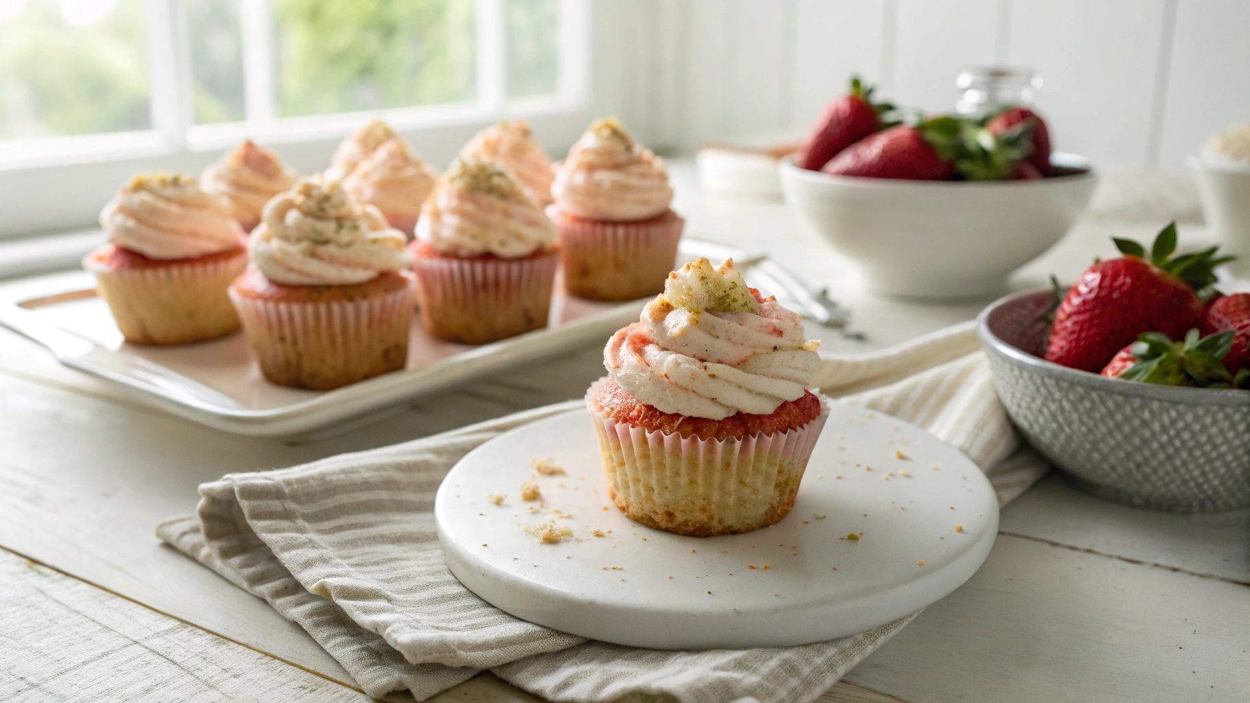 Low Carb Strawberry Cinnamon Crunch Cupcakes