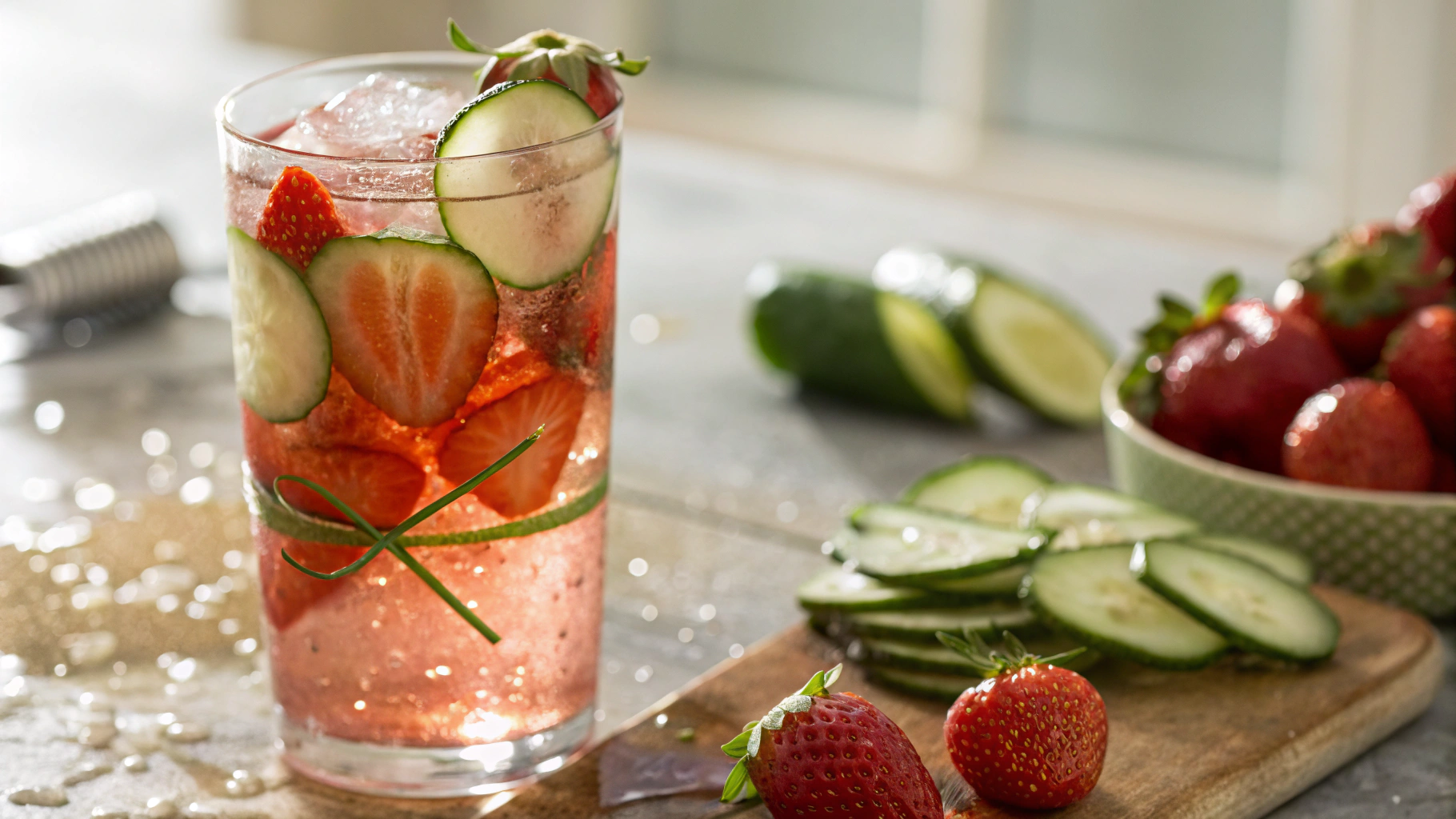 Low Carb Strawberry Cucumber Cooler