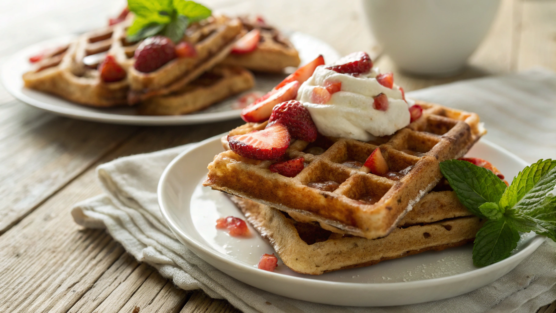 Low Carb Strawberry Waffles with Cream Cheese Icing