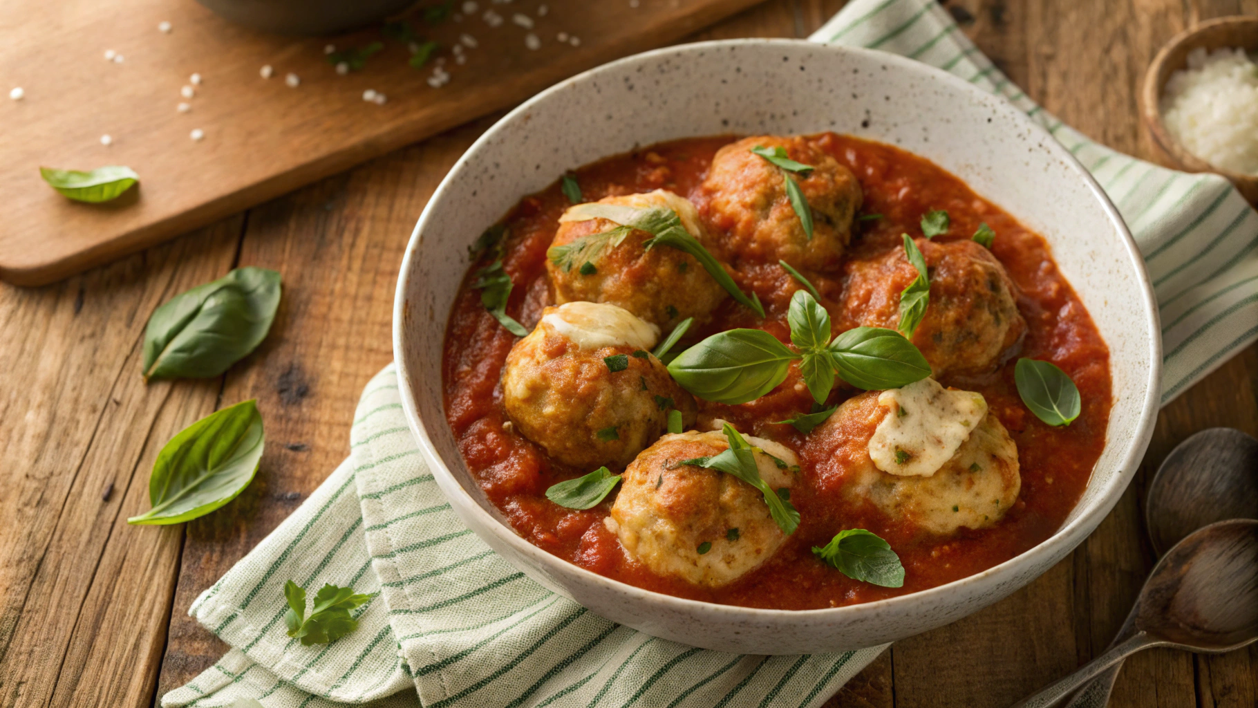 Low Carb Stuffed Pork Meatballs with Tomato Cream Sauce