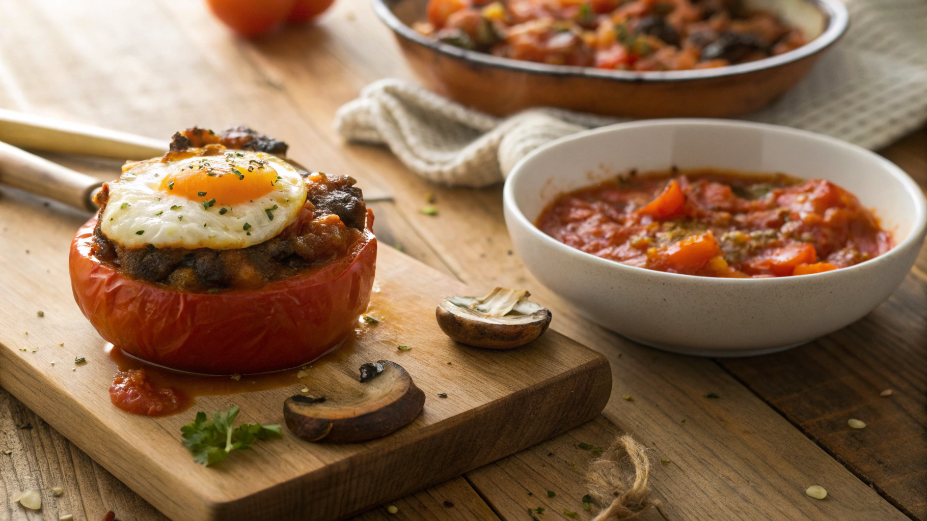 Low Carb Stuffed Tomatoes w Salsa Fried Eggs