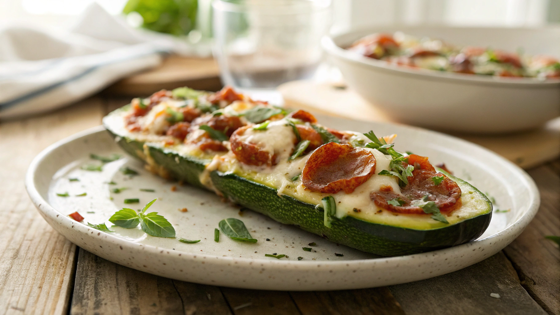 Keto Supreme Pizza Zucchini Boats