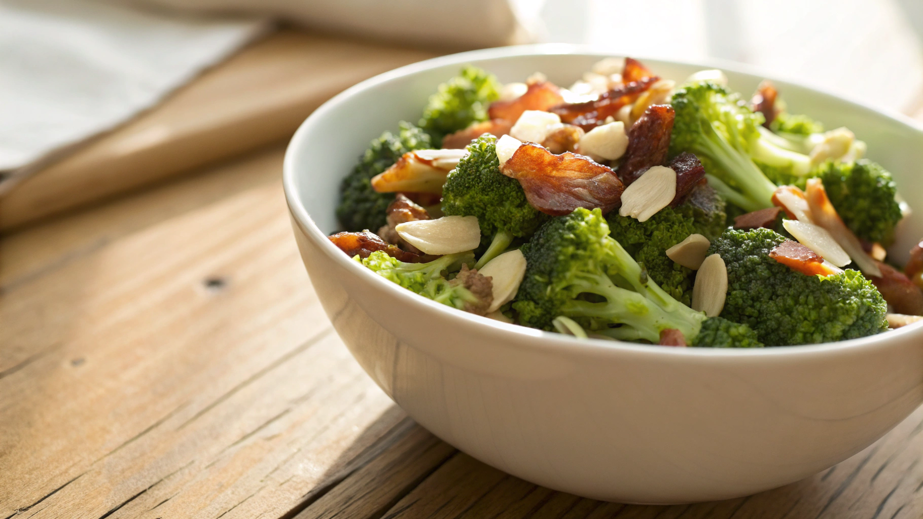 Low Carb Sweet and Crunchy Broccoli and Bacon Salad