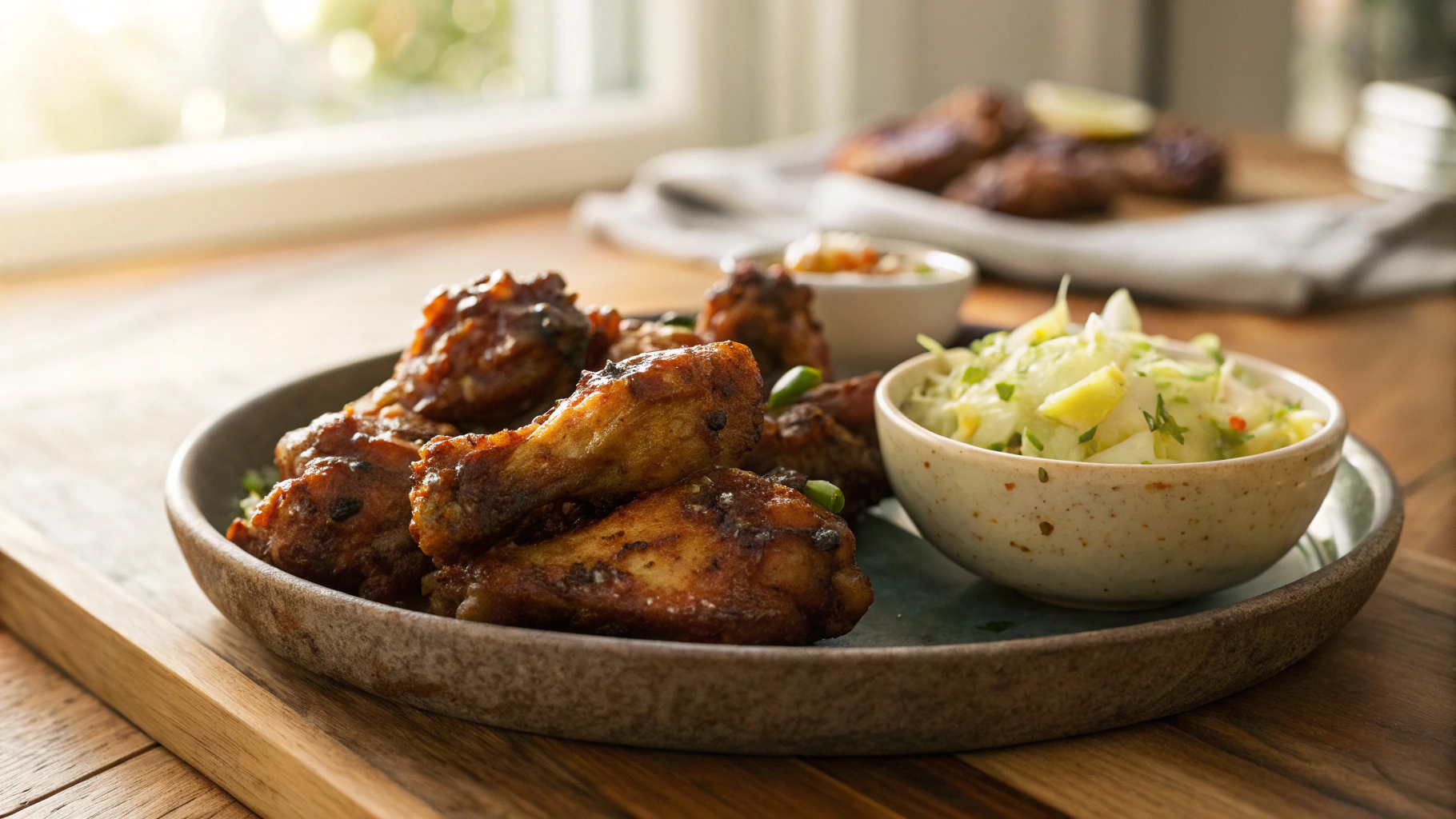 Low Carb Sweet Jalapeno Roasted Chicken Wings w Pineapple Coleslaw