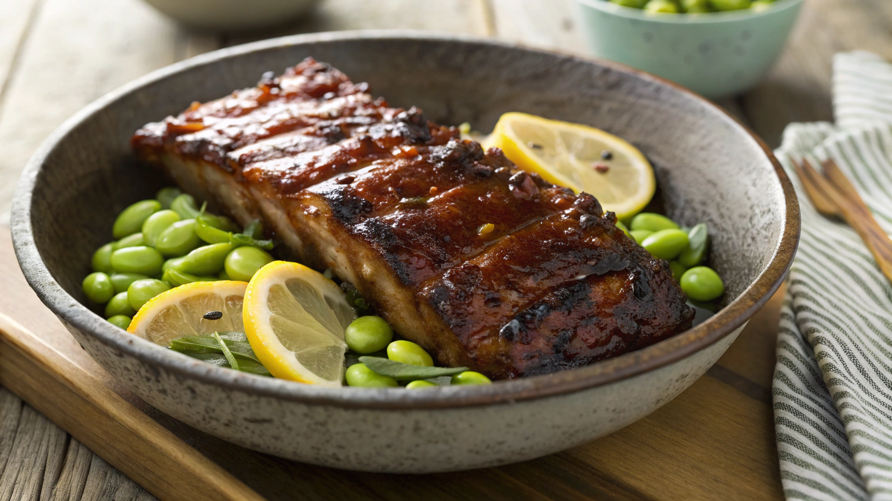 Keto Texas Ribs w Pan Fried Edamame