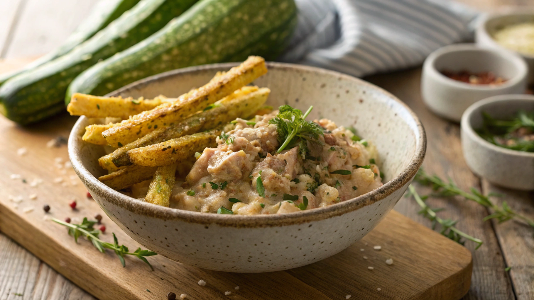 Keto Tuna Helper w Air Fryer Zucchini Fries