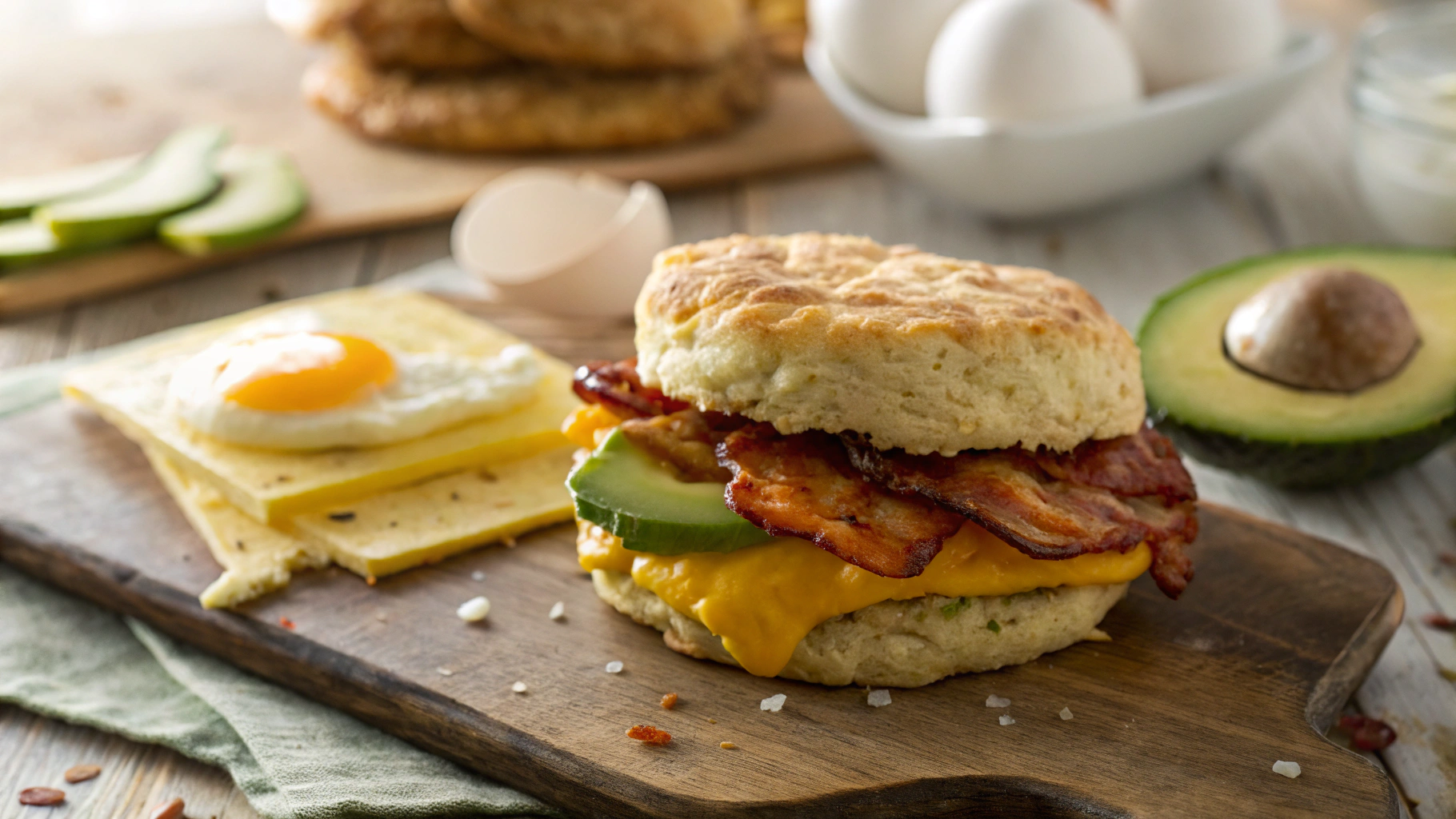Keto Turkey Bacon And Avocado Biscuit Sandwiches