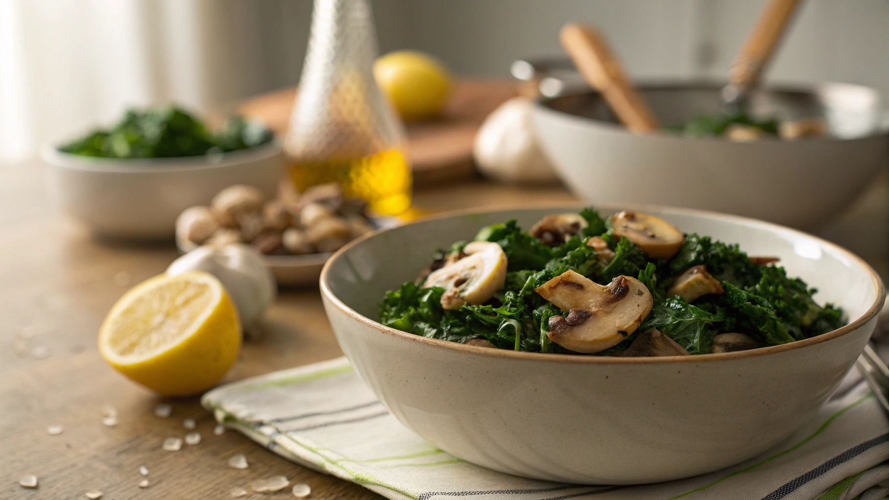 Keto Tuscan Kale with Mushrooms