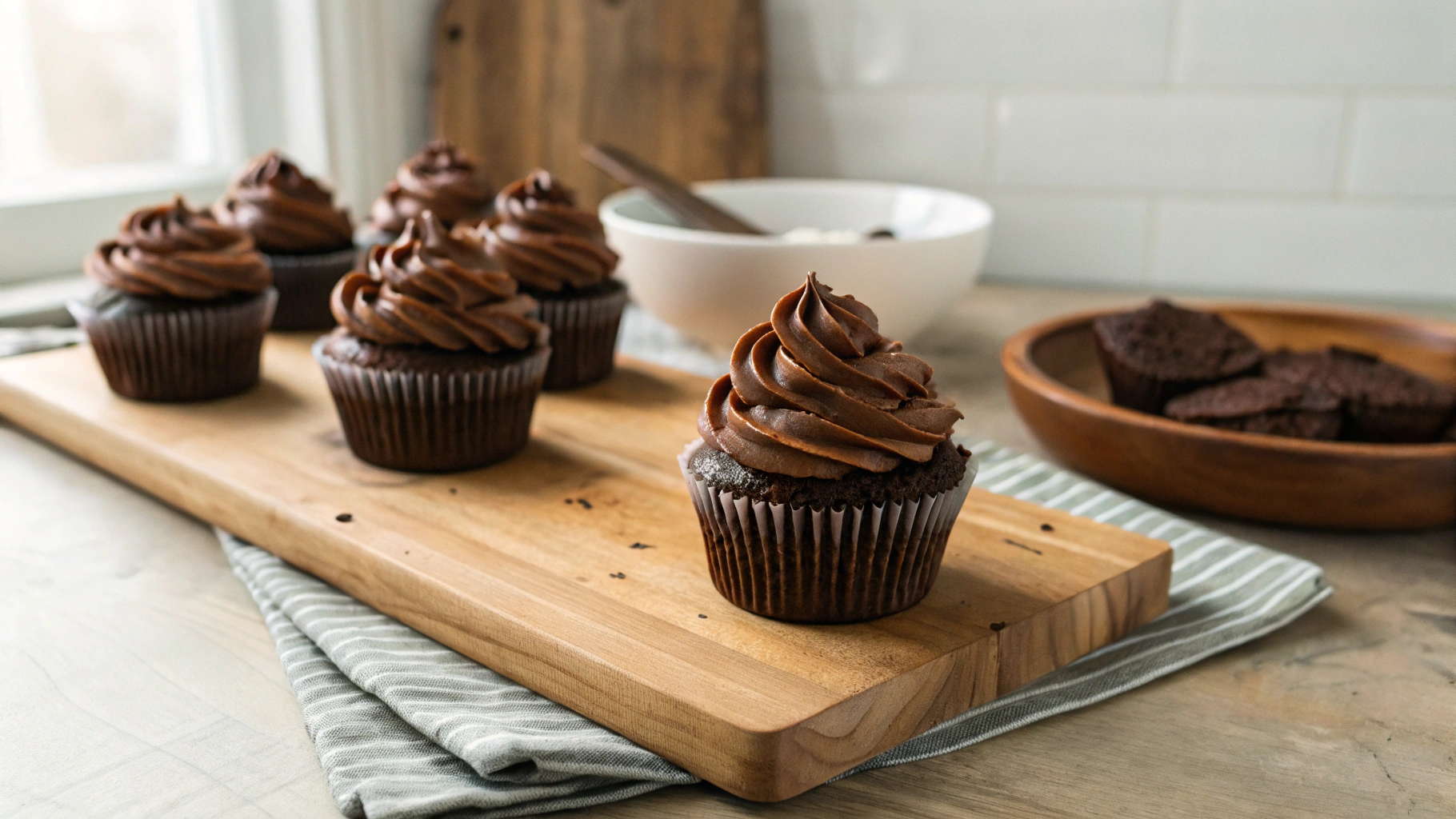 Keto Vanilla Cupcakes With Chocolate Frosting