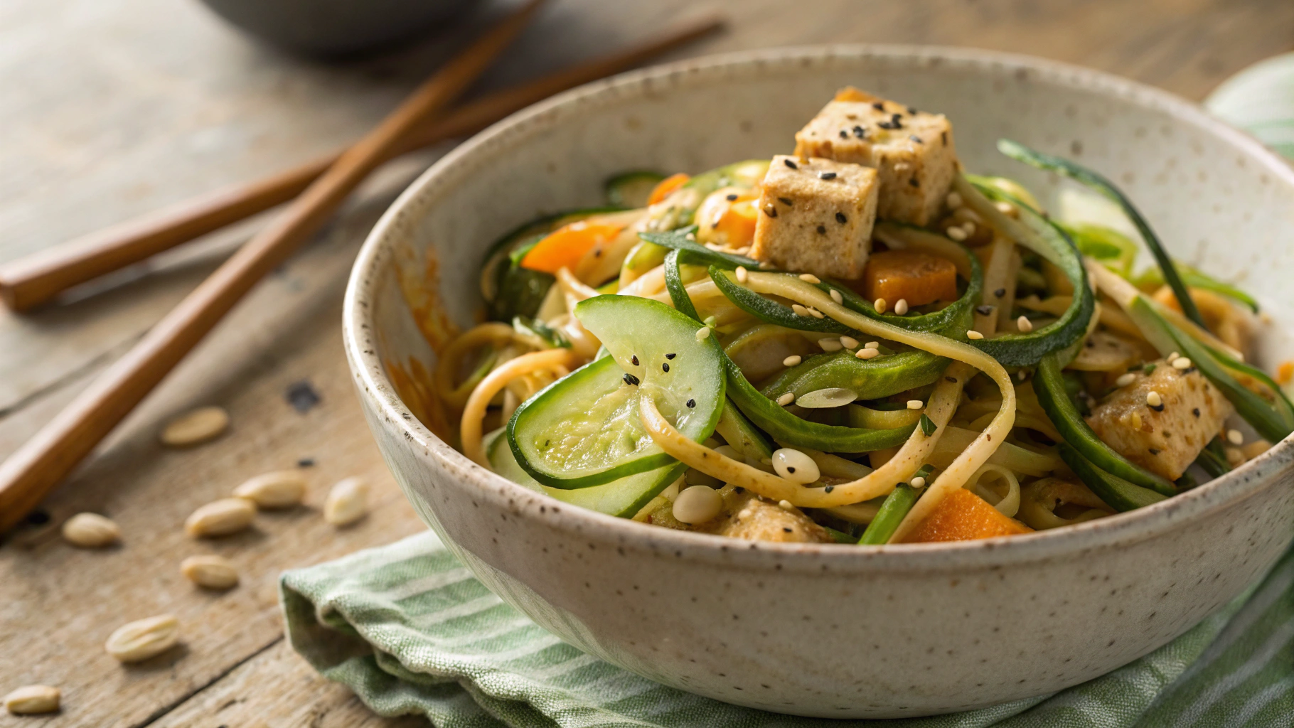 Low Carb Vegan OMAD Tofu Pad Thai w Cheesy Broccoli