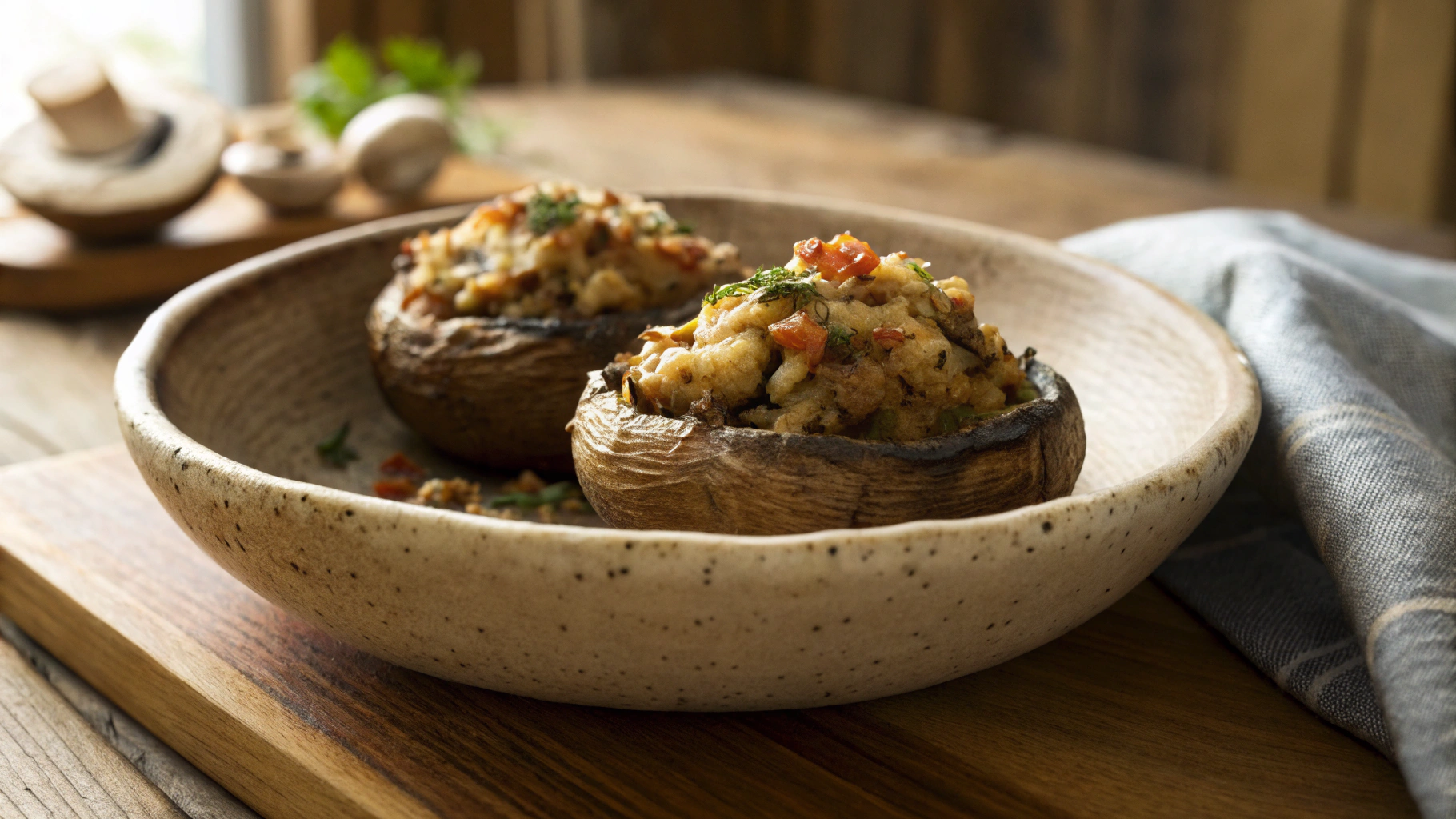 Low Carb Vegan Stuffed Portobello Mushrooms