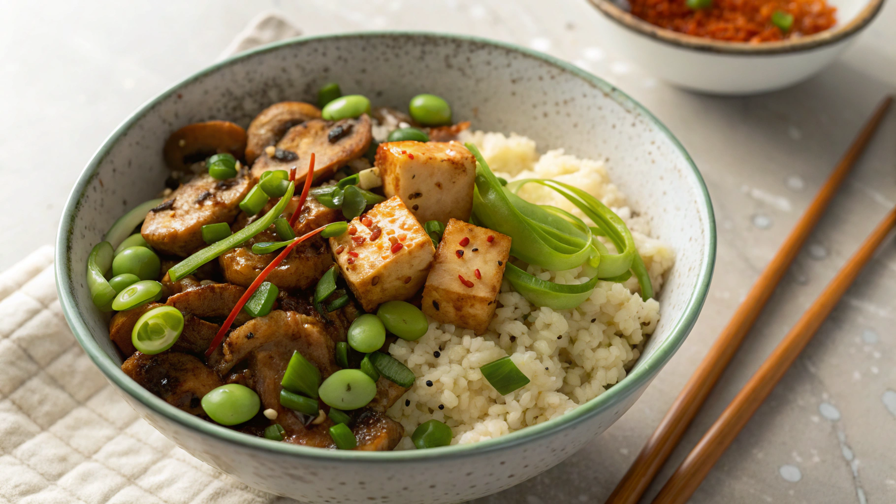 Low Carb Vegan Tofu Fried Rice Bowl
