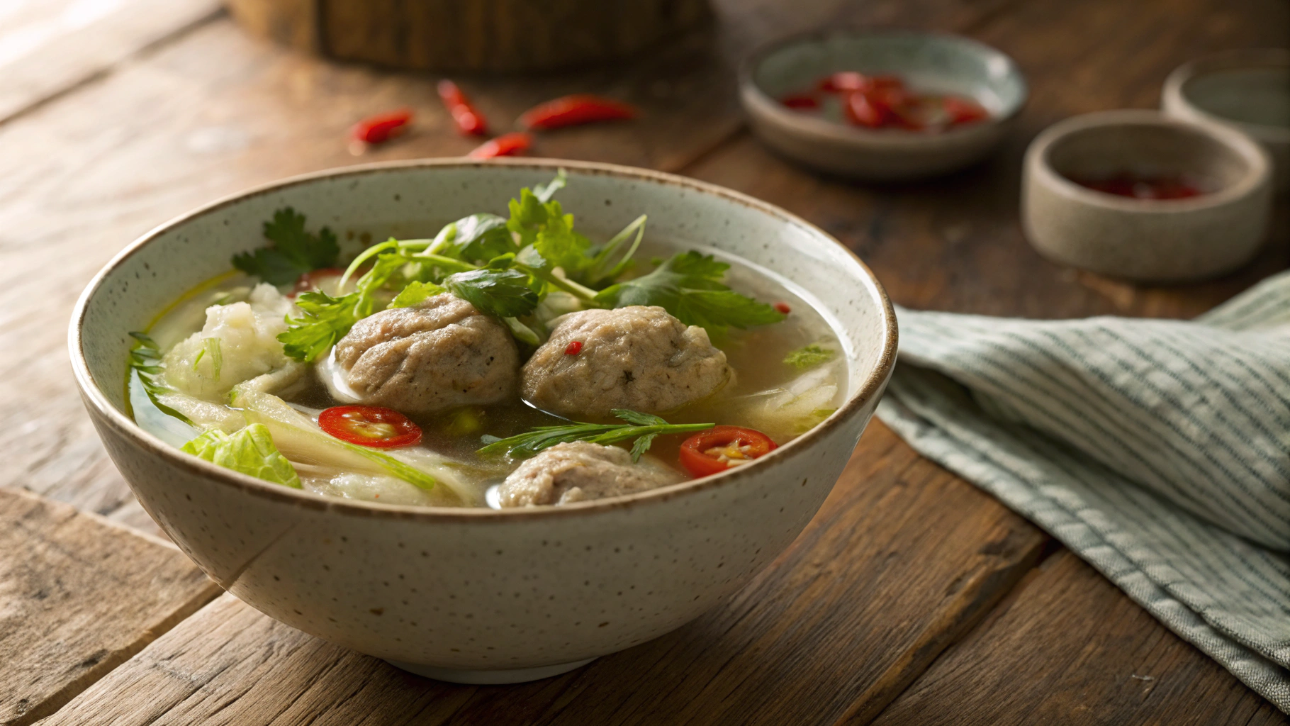 Low Carb Vietnamese Pork Meatball Napa Cabbage Soup