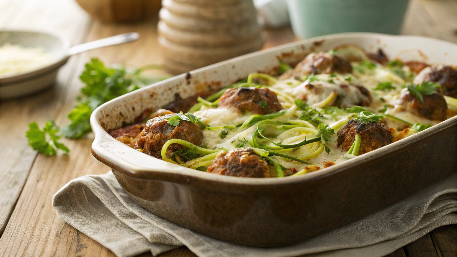 Low Carb Zucchini Meatball Casserole