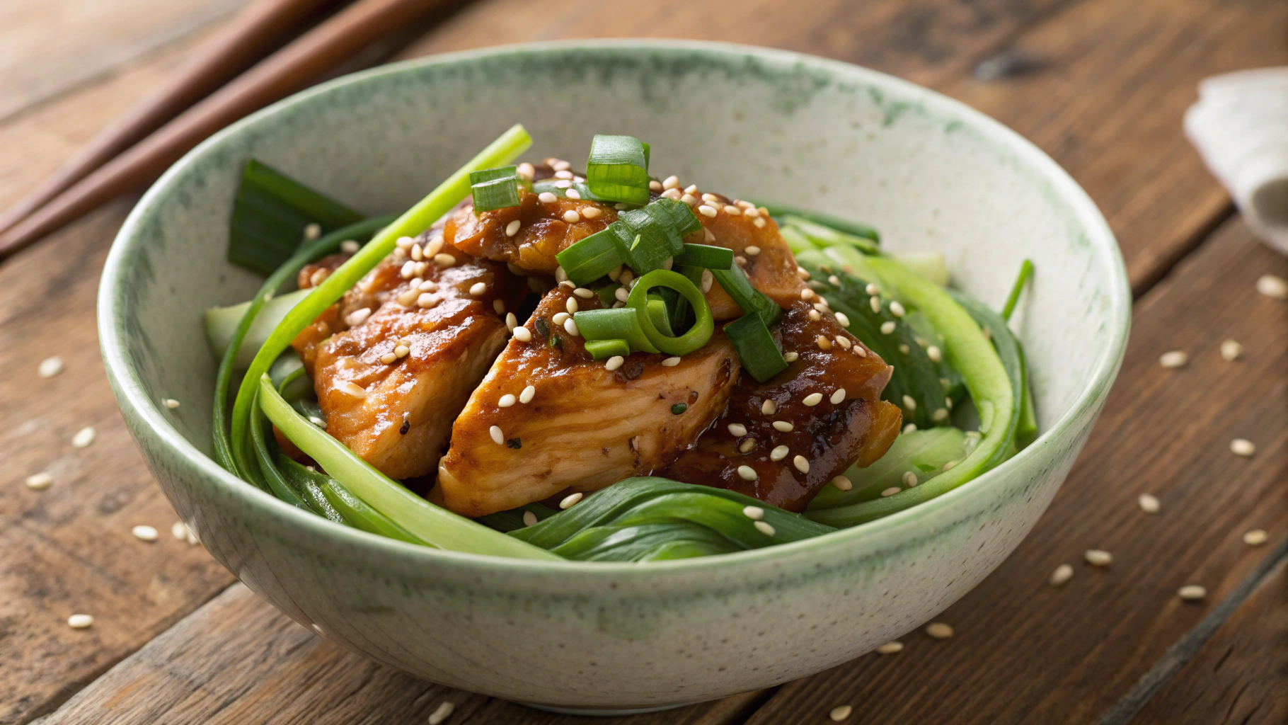 Low FODMAP Ginger Miso Chicken with Chilli and Scallions