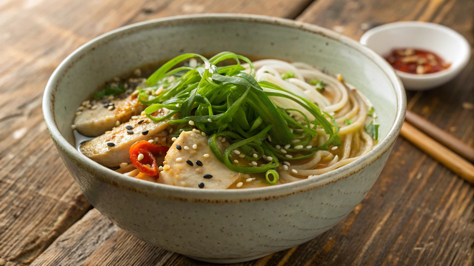 Best Low FODMAP Keto Miso Mushroom and Chicken Ramen with Chili and Tahini