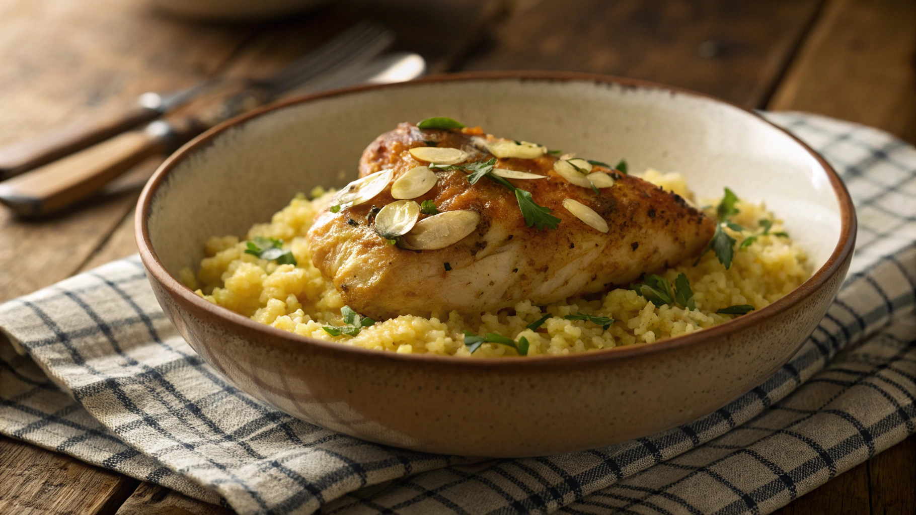 Low Carb Low Sodium Crunchy Chicken with Creamy Curry Rice