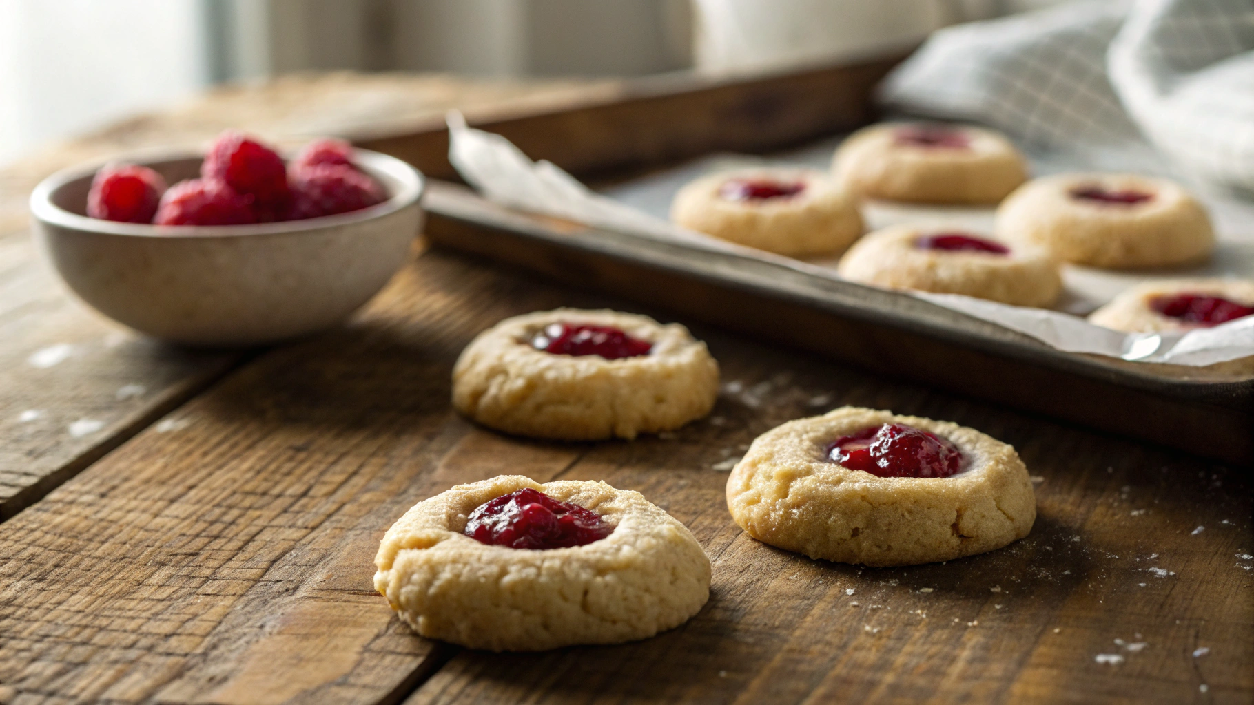 New Year's Keto Vanilla Cookies with a Raspberry Center