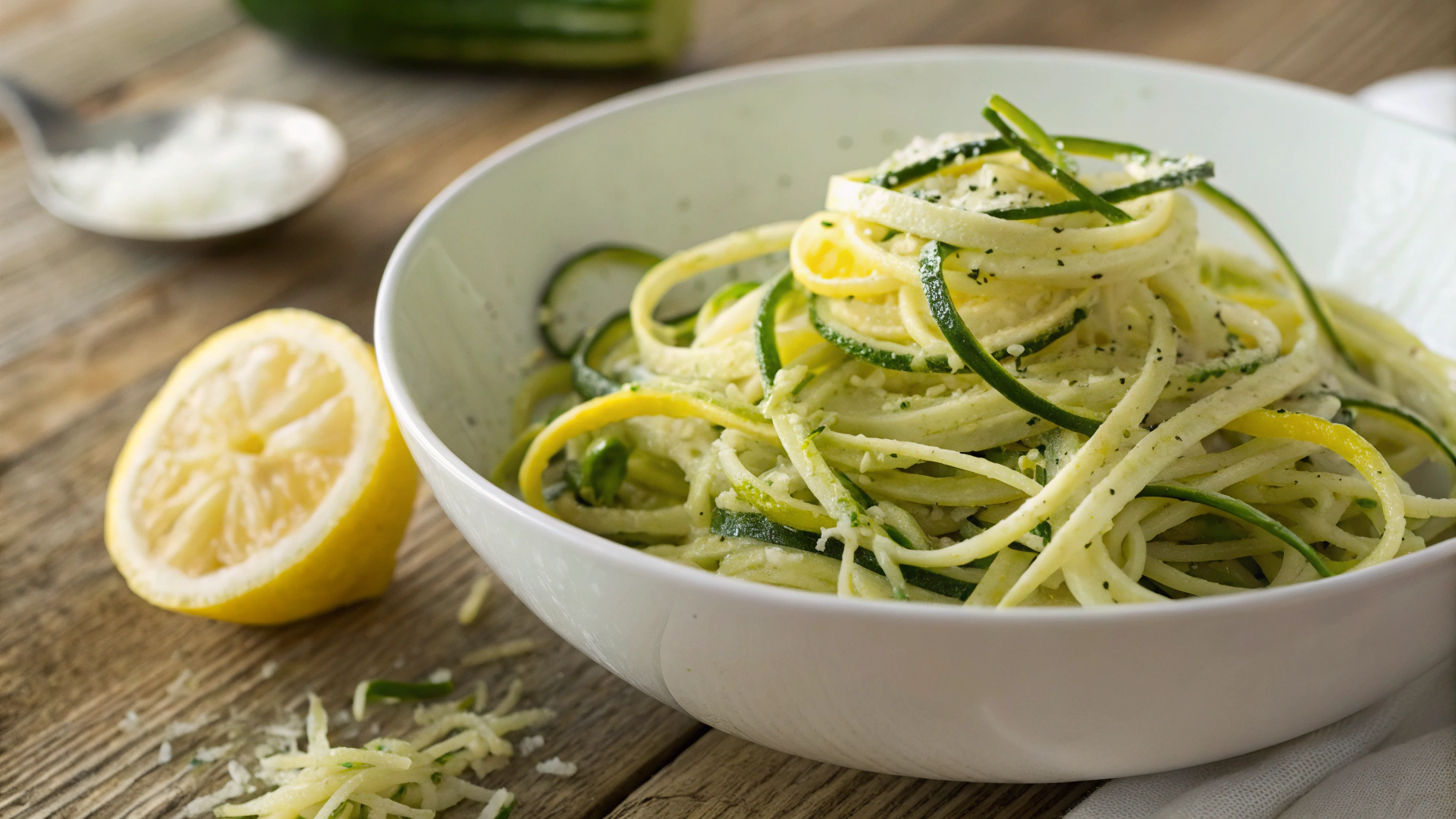 Keto No Cook Zucchini Spaghetti al Limone