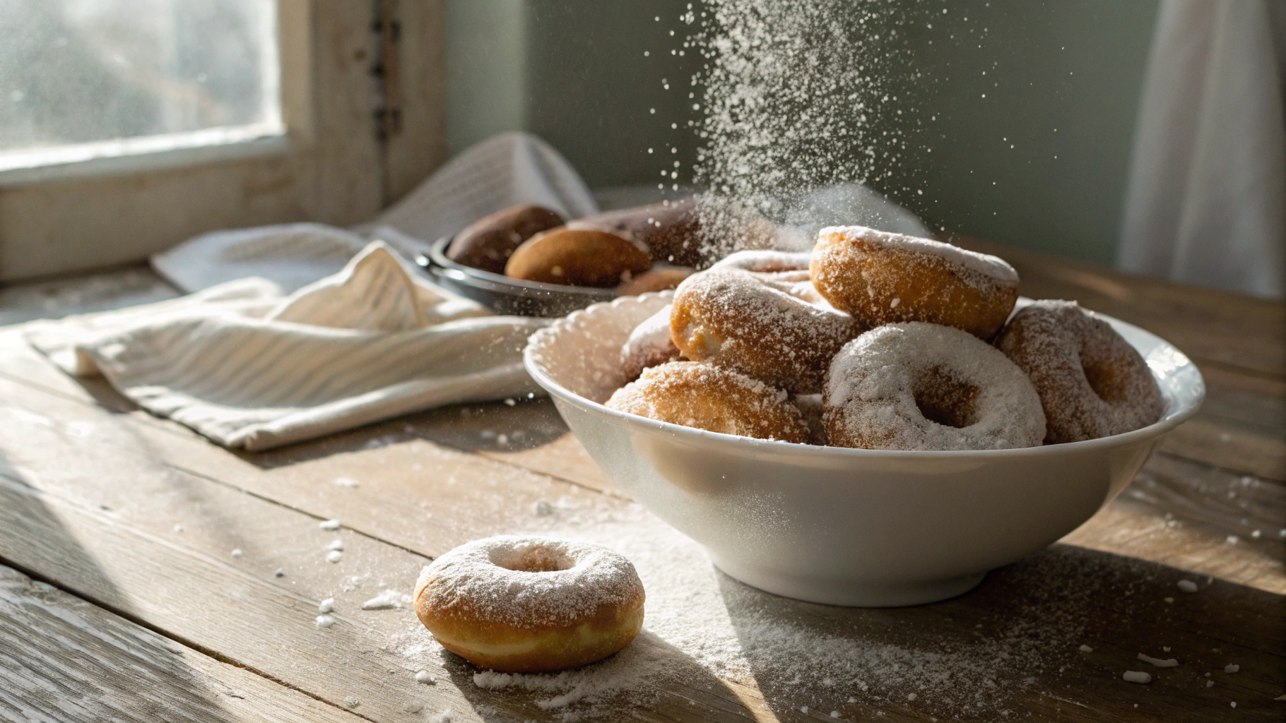 Nut-Free Keto Powdered Sugar Donuts