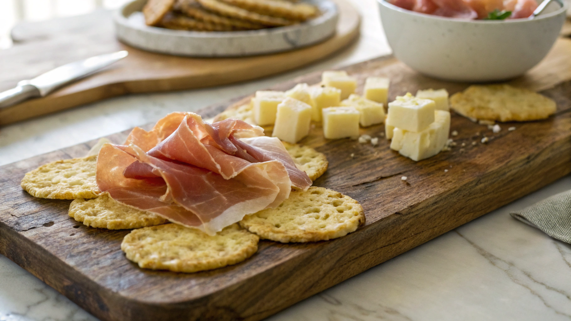 Keto Parm Crisps, Prosciutto And Fontina Cheese