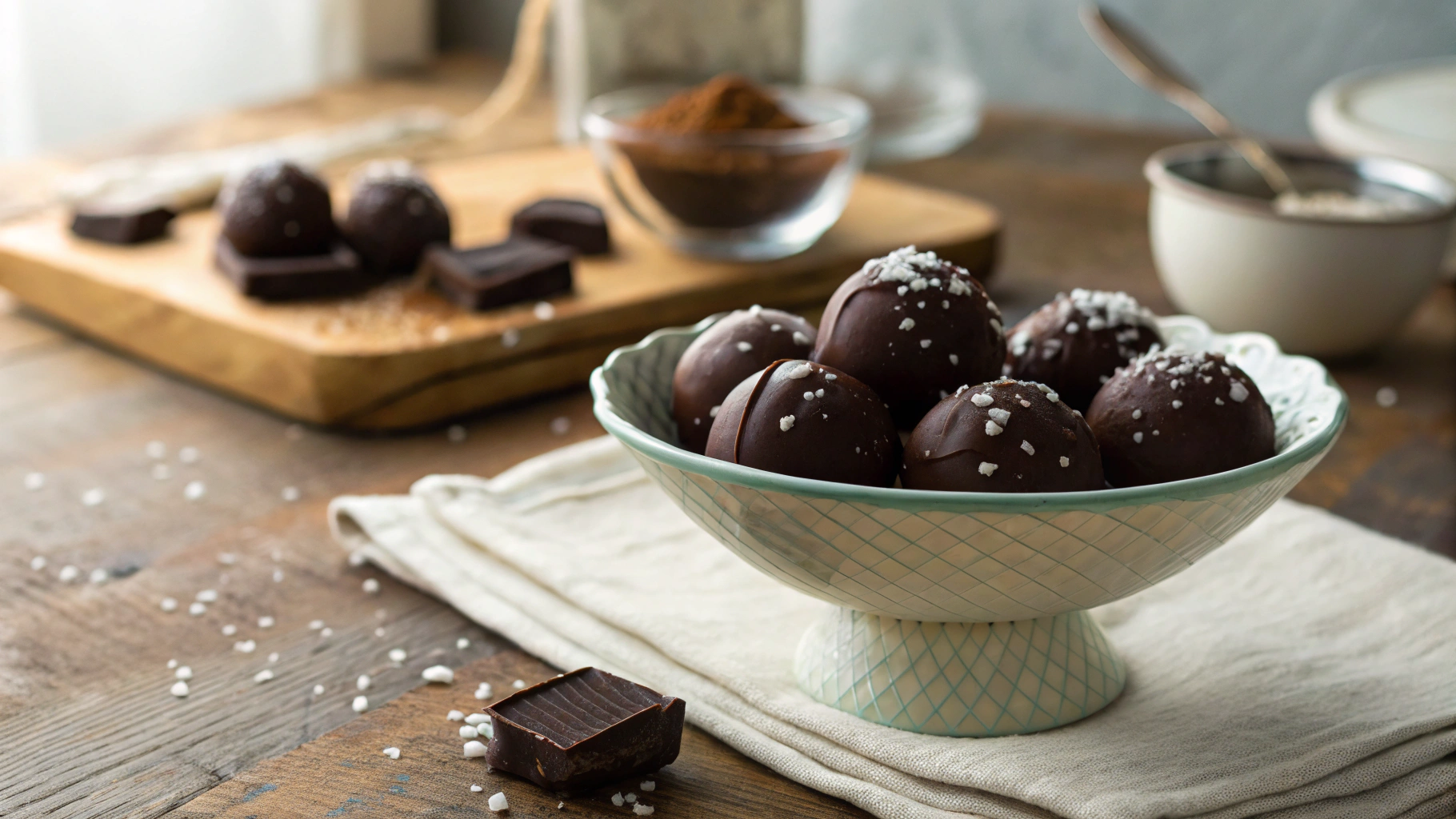 Low Carb Sea Salted Chocolate Ganache Truffles