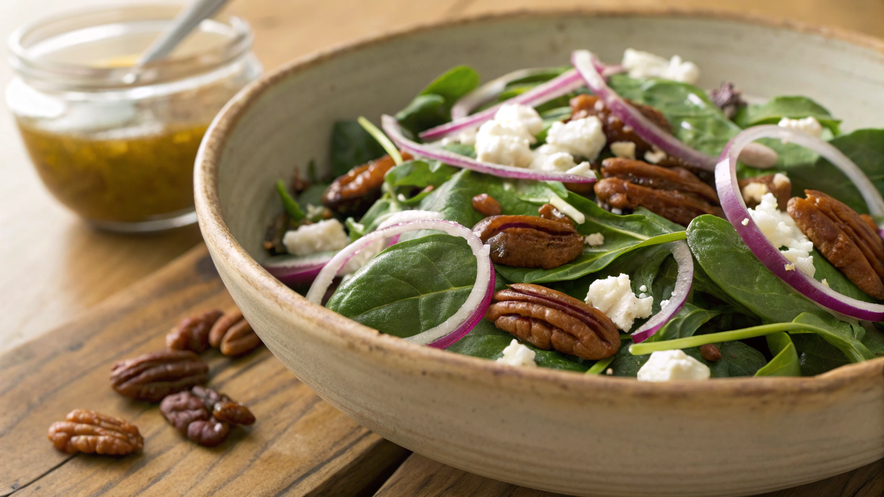 Keto Spinach Feta Pecan Salad