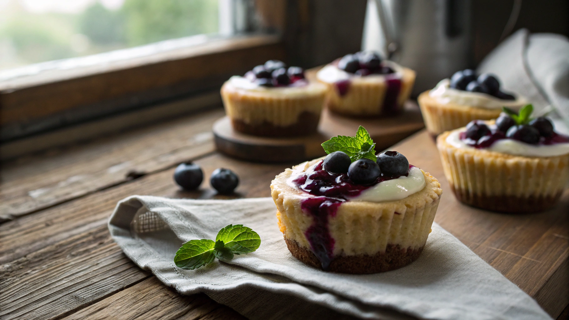 Sweetener-Free Best Keto Lemon and Blueberry Cheesecake Cupcakes Dessert