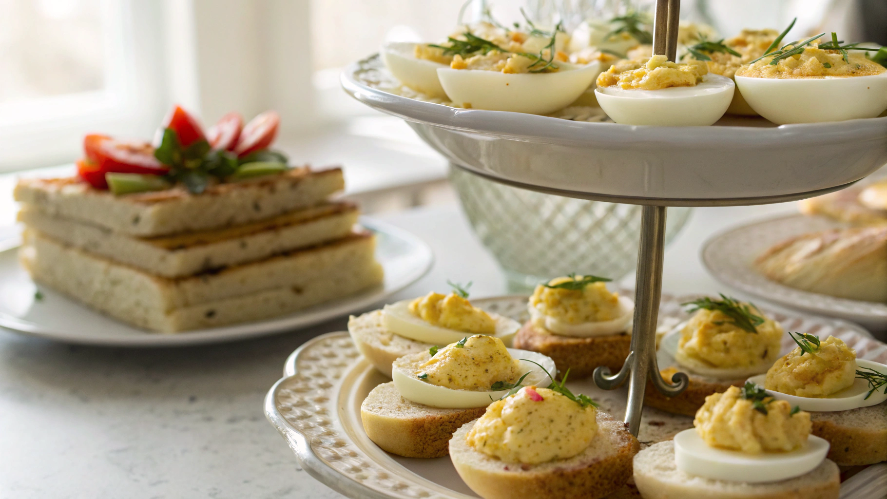 Tea Party Keto Deviled Egg Open Sandwiches