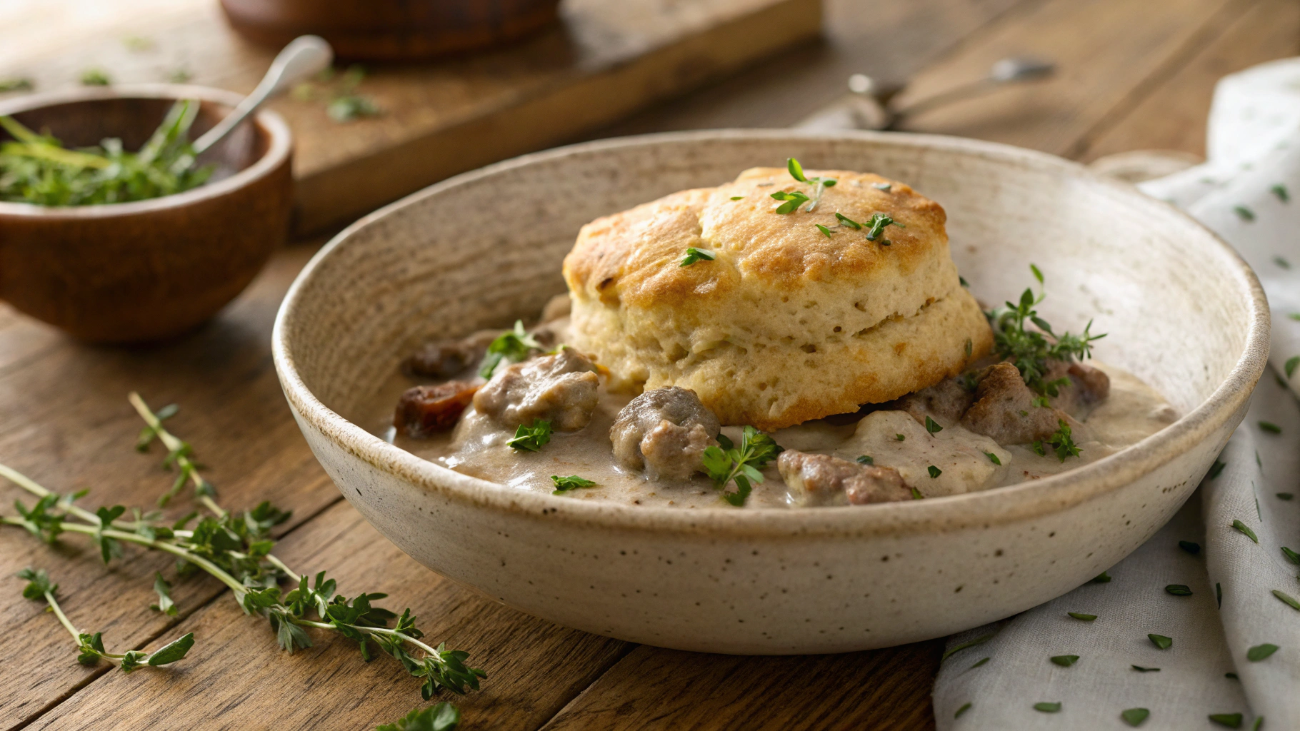 Ultimate Keto Mug Biscuit With Sausage And Gravy