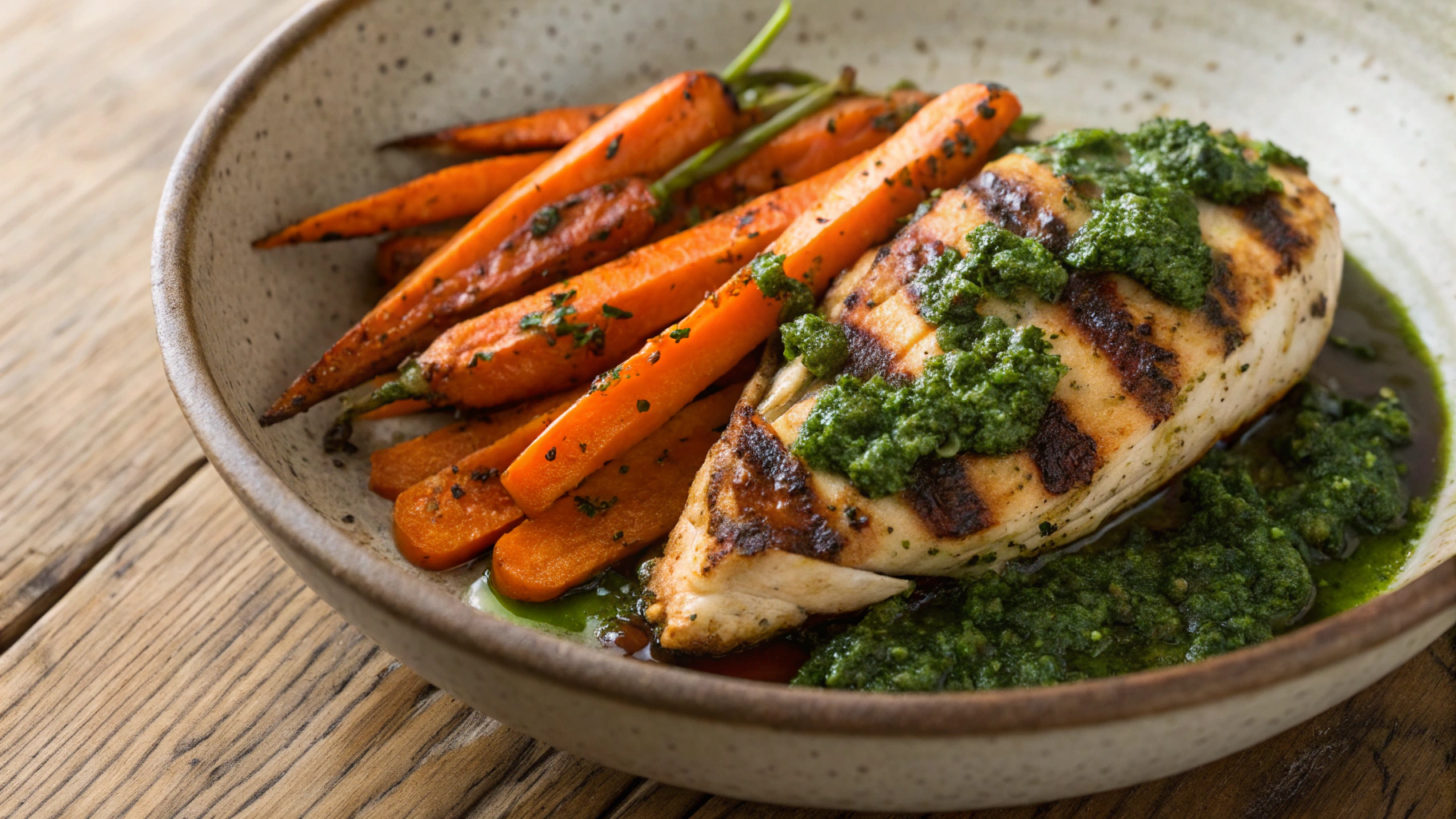 Zero Waste Keto Charred Chicken with Carrots and Chimichurri