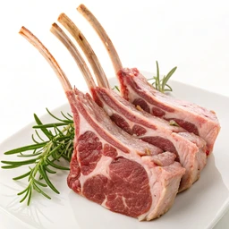 Lamb ribs, rack, visible fat eaten